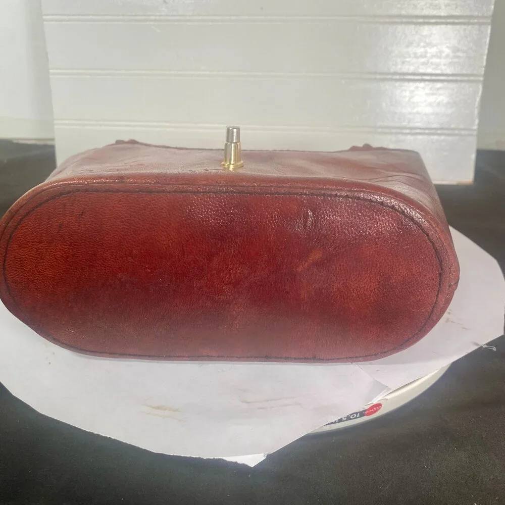 Vintage Hand Tooled, Small Cordovan Mexican Leather Purse, Gorgeous, - Picture 6 of 10